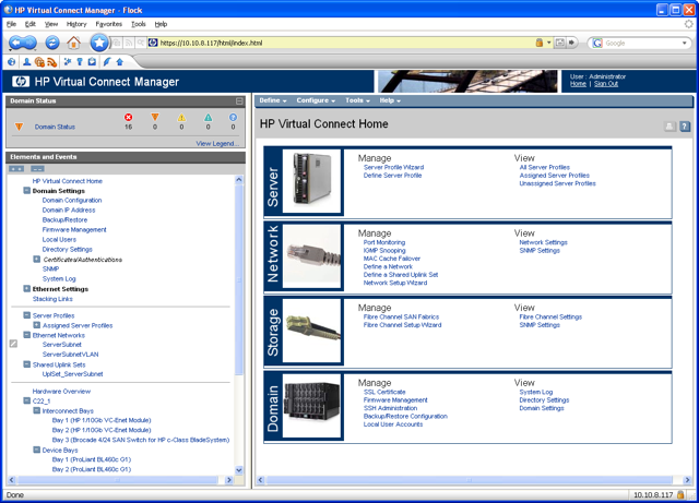 HP Virtual Connect user interface thumbnail