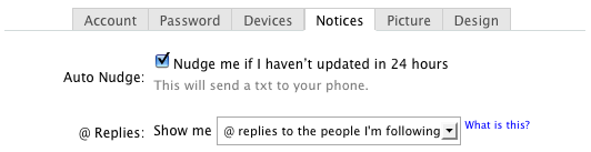 Twitter Notices Settings