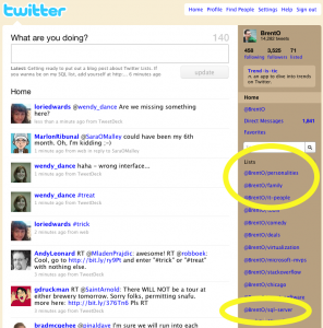 Lists on My Twitter Home Page