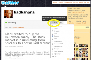 Twitter Lists button