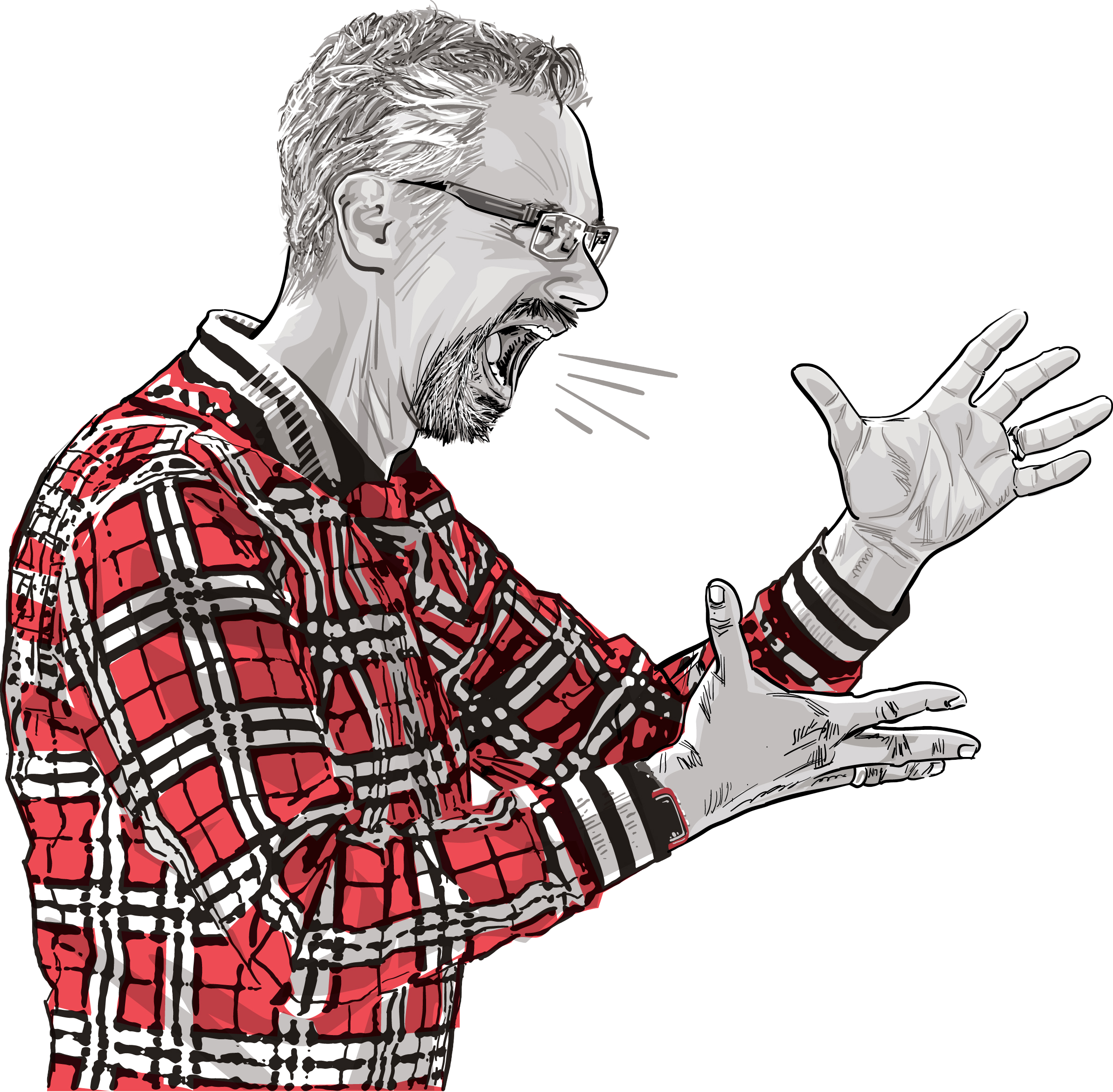 Cartoon Brent Ozar shouting and gesturing