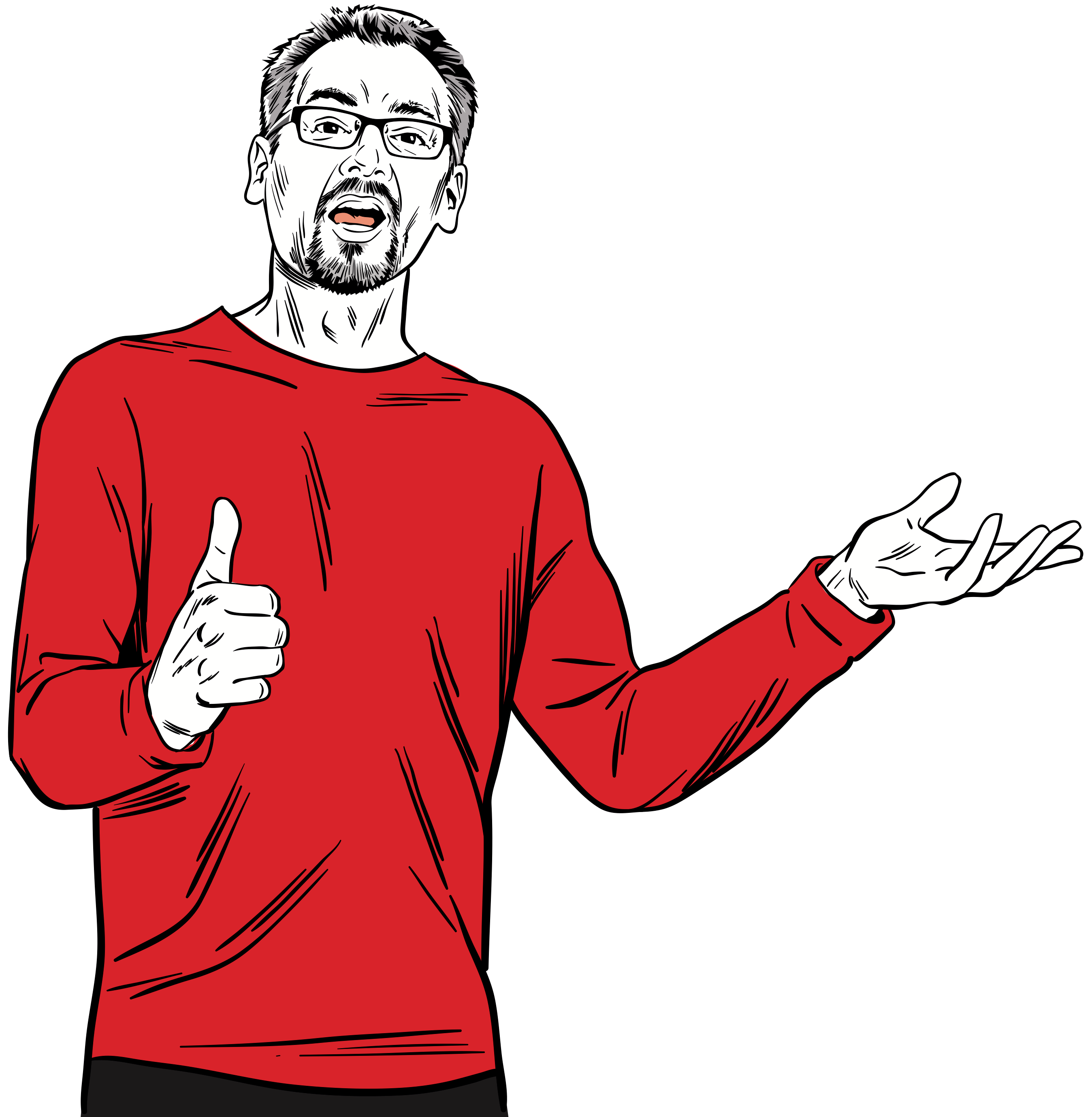 Cartoon Brent Ozar teaching, mid-gesture