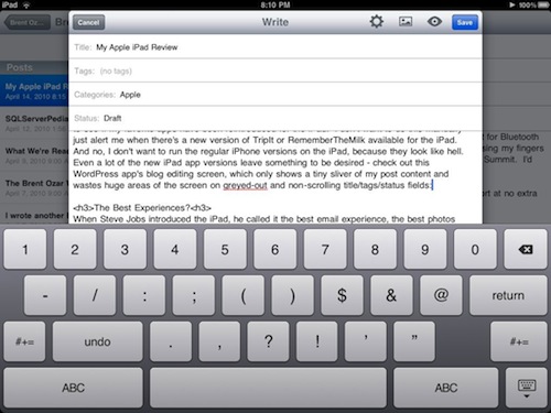 WordPress on iPad