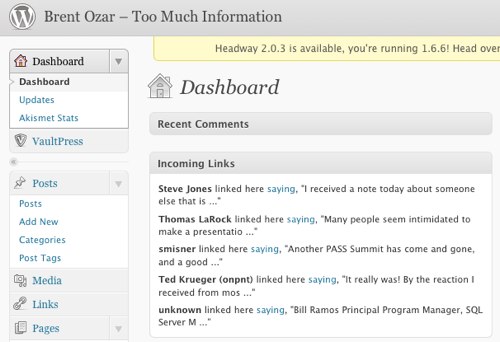 WordPress Dashboard