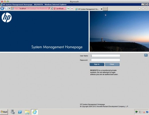HP System Management Homepage Login