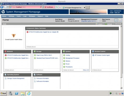 HP System Management Homepage working correctly