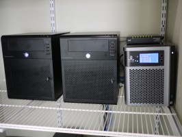 My failover cluster lab circa 2011. Feel the power of SATA.