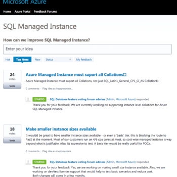 Azure Managed Instances feedback
