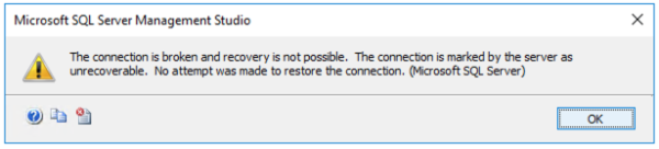 The connection is broken and recovery is not possible. The connection is marked by the server as unrecoverable. All you have to do is hit F5, but I can't be bothered to do that for you.