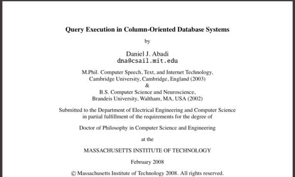 Query Execution in Column-Oriented Database Systems