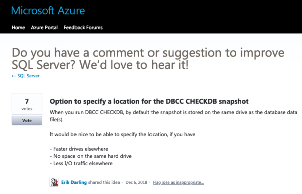 DBCC CHECKDB improvement