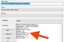 Ola Hallengren job configuration with @NumberOfFiles = 4 parameter