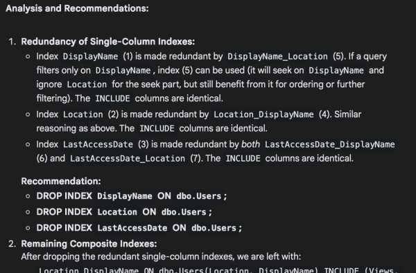 Gemini's indexing advice