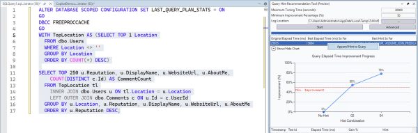 Append hint to query