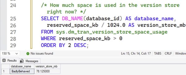 Badly behaved app using the version store