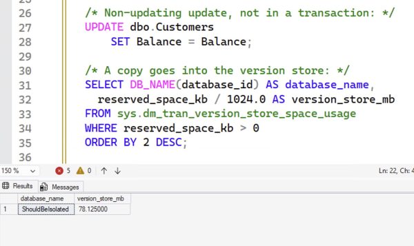 Version store growing