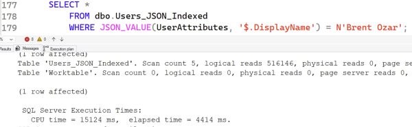 JSON_VALUE statistics