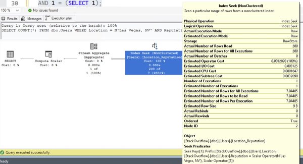Estimated number of rows = static here