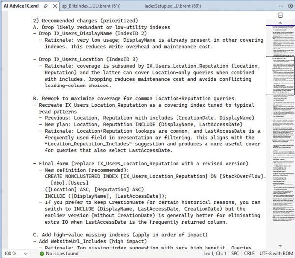 sp_BlitzIndex AI Advice